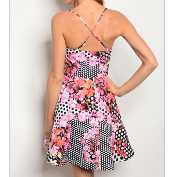 NWT Floral Polka Dot Skater Fit & Flare Sundress - Picture 2 of 2